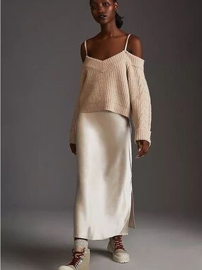NWT Anthropologie x Mare Mare Layered Sweater & Slip Dress In Pearl